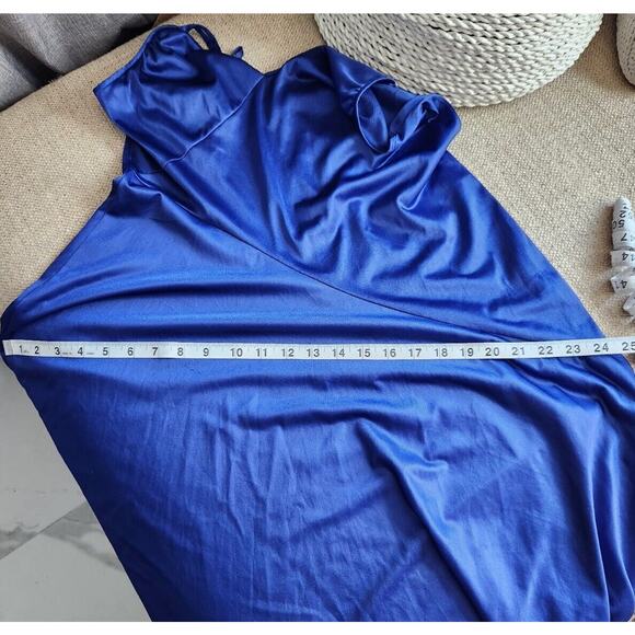 Vintage Nightgown Lingerie L Blue Side Slit Nylon Long - Picture 10 of 10